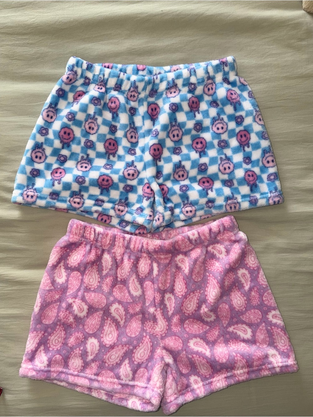 Girls' Cozy Pink and Blue Pajama Shorts